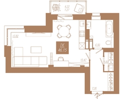 Продается Студия ЖК АЙВАЗОВSKY (АЙВАЗОВСКИЙ), 1, 46.15  м², 5999500 рублей