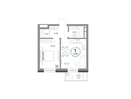 Продается 2-комнатная квартира ЖК Юдинский, дом 1.4, 41.99  м², 4967417 рублей