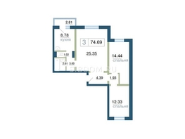 Продается 3-комнатная квартира ЖК Плодово-Ягодный, дом 3, 73.7  м², 10800000 рублей