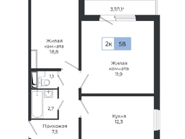 Продается 2-комнатная квартира ЖК Три слона, дом 1, 58.4  м², 6428500 рублей