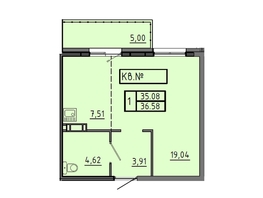 Продается 1-комнатная квартира ЖК Аринский, дом 1 корпус 3, 36.58  м², 3800000 рублей