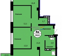 Продается 4-комнатная квартира ЖК Тихие зори, дом Стрелка, корпус 1, 93.9  м², 10060700 рублей