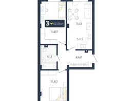 Продается 3-комнатная квартира ЖК Живём, Квартал 6.2, дом 1, 62.05  м², 6397355 рублей