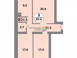 Продается 3-комнатная квартира ЖК Снегири, дом 10, 82.4  м², 8700000 рублей