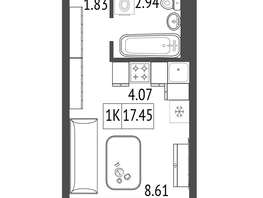 Продается Студия ЖК Премьер парк, 17.45  м², 3141000 рублей