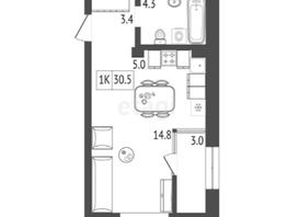 Продается 1-комнатная квартира ЖК Прогресс-квартал Перемены, дом 1, 31 м², 5032000 рублей