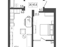 Продается 2-комнатная квартира ЖК Прогресс-квартал Перемены, дом 1, 46 м², 6080000 рублей