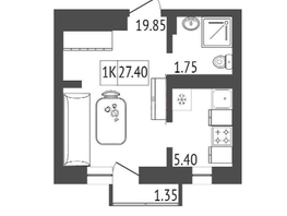 Продается 1-комнатная квартира ЖК Симфония, 27.4 м², 4000000 рублей