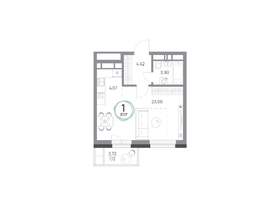 Продается 1-комнатная квартира ЖК Юдинский, дом 1.4, 37.17 м², 5069988 рублей