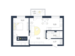 Продается 2-комнатная квартира ЖК Живём, Квартал 6.2, дом 1, 58.75 м², 5922000 рублей