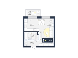 Продается 1-комнатная квартира ЖК Живём, Квартал 6.2, дом 1, 33.85  м², 3838590 рублей