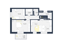 Продается 3-комнатная квартира ЖК Живём, Квартал 6.2, дом 2, 61.03  м², 6243369 рублей