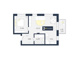Продается 2-комнатная квартира ЖК Живём, Квартал 6.2, дом 2, 50.92  м², 5178564 рублей