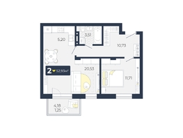 Продается 2-комнатная квартира ЖК Живём, Квартал 6.2, дом 2, 52.93 м², 5615873 рублей