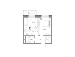 Продается 2-комнатная квартира ЖК Юдинский, дом 1.5, 44.05 м², 5471010 рублей