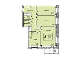 Продается 3-комнатная квартира ЖК На Дудинской, дом 5, 71.6 м², 10028000 рублей