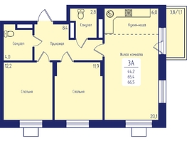 Продается 3-комнатная квартира ЖК Univers (Универс), 2 квартал, 66.5 м², 9775500 рублей