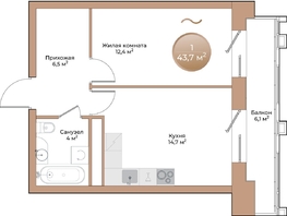 Продается 1-комнатная квартира ЖК Небо над Енисеем, корпус 3, 39.4  м², 7249600 рублей