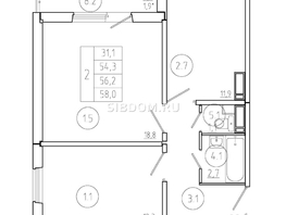 Продается 2-комнатная квартира ЖК Три слона, дом 2, 56.2  м², 5830000 рублей