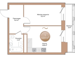 Продается 1-комнатная квартира ЖК Небо над Енисеем, 39  м²