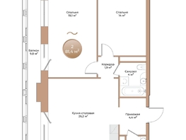 Продается 2-комнатная квартира ЖК Небо над Енисеем, 74.5  м²