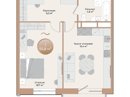 Продается 1-комнатная квартира ЖК Небо над Енисеем, 52.4 м²