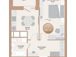Продается 1-комнатная квартира ЖК Небо над Енисеем, 41 м²