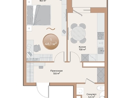 Продается 1-комнатная квартира ЖК Небо над Енисеем, 46  м²