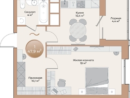 Продается 1-комнатная квартира ЖК Небо над Енисеем, 45.7  м²