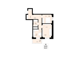 Продается 2-комнатная квартира ЖК ЛЕТО, дом 2, 55.28 м², 5800000 рублей