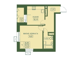 Продается 1-комнатная квартира ЖК Univers (Универс), 4 квартал, 41.29 м², 6936720 рублей
