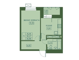 Продается 1-комнатная квартира ЖК Univers (Универс), 4 квартал, 36.8 м², 6697600 рублей