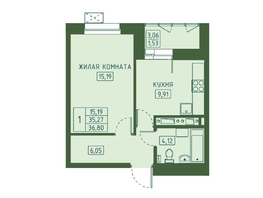 Продается 1-комнатная квартира ЖК Univers (Универс), 4 квартал, 36.8 м², 6366400 рублей