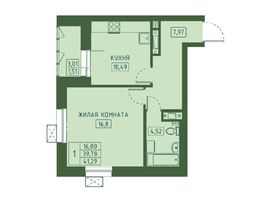 Продается 1-комнатная квартира ЖК Univers (Универс), 4 квартал, 41.29 м², 7308330 рублей