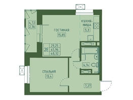 Продается 2-комнатная квартира ЖК Univers (Универс), 4 квартал, 48.32 м², 8359360 рублей