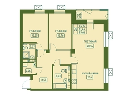 Продается 3-комнатная квартира ЖК Univers (Универс), 4 квартал, 83.66 м², 12339850 рублей