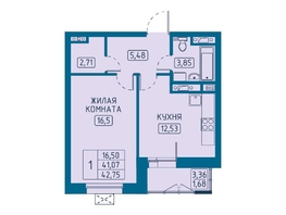 Продается 1-комнатная квартира ЖК Univers (Универс), 5 квартал, 42.75 м², 7267500 рублей