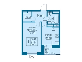 Продается 1-комнатная квартира ЖК Univers (Универс), 5 квартал, 38.57 м², 6981170 рублей