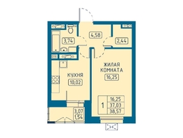 Продается 1-комнатная квартира ЖК Univers (Универс), 5 квартал, 38.57 м², 7289730 рублей