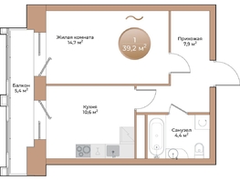 Продается 1-комнатная квартира ЖК Небо над Енисеем, 39.2  м², 7448000 рублей