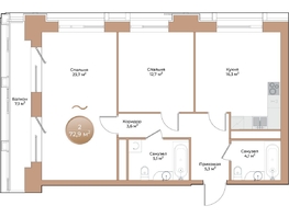 Продается 2-комнатная квартира ЖК Небо над Енисеем, 72.9 м², 11007900 рублей