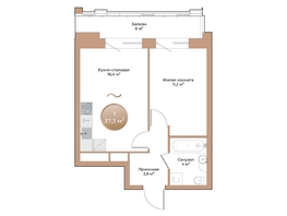 Продается 1-комнатная квартира ЖК Небо над Енисеем, 37.3 м², 6602100 рублей