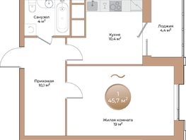 Продается 1-комнатная квартира ЖК Небо над Енисеем, 45.7 м², 7586200 рублей
