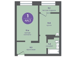 Продается 1-комнатная квартира ЖК Прогресс-квартал Перемены, дом 1, 44.1 м², 5821200 рублей