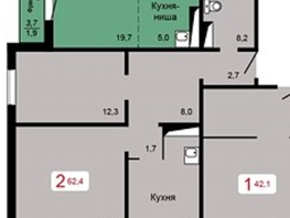 Продается 2-комнатная квартира ЖК Мичурино, дом 2 строение 5, 62.4 м², 5950000 рублей