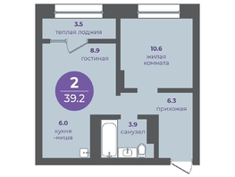 Продается 2-комнатная квартира ЖК Прогресс-квартал Перемены, дом 1, 39.2  м², 5684000 рублей