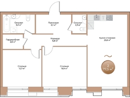 Продается 2-комнатная квартира ЖК Небо над Енисеем, 77.5 м², 13330000 рублей