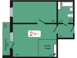 Продается 2-комнатная квартира ЖК КБС. Берег, дом 5 строение 1, 52.1 м², 7018800 рублей