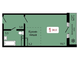 Продается 1-комнатная квартира ЖК КБС. Классика, дом 1, 38  м², 5394000 рублей