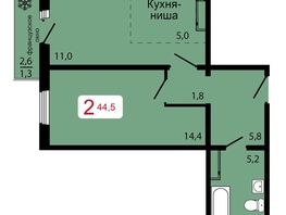Продается 2-комнатная квартира ЖК КБС. Классика, дом 1, 44.5  м², 6100000 рублей